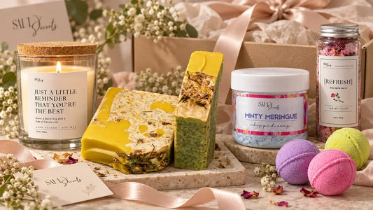 Custom handmade soap gift boxes by Salty Secrets for weddings, corporate gifts, baby showers, festive gifting and bulk orders in India.