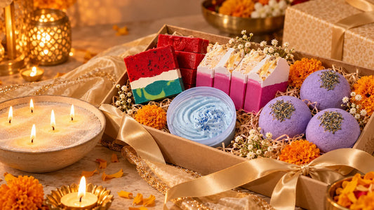 Diwali gifts for employees under ₹1000 including handmade soaps candles and corporate self-care gifts