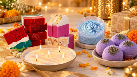 Diwali gifts for women under ₹1000 with handmade soaps candles and self-care products