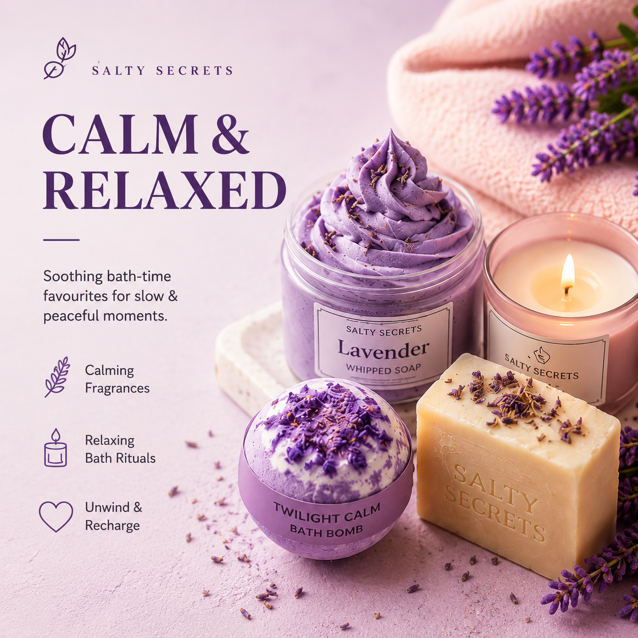 Calming Handmade Bath and Self-Care Products