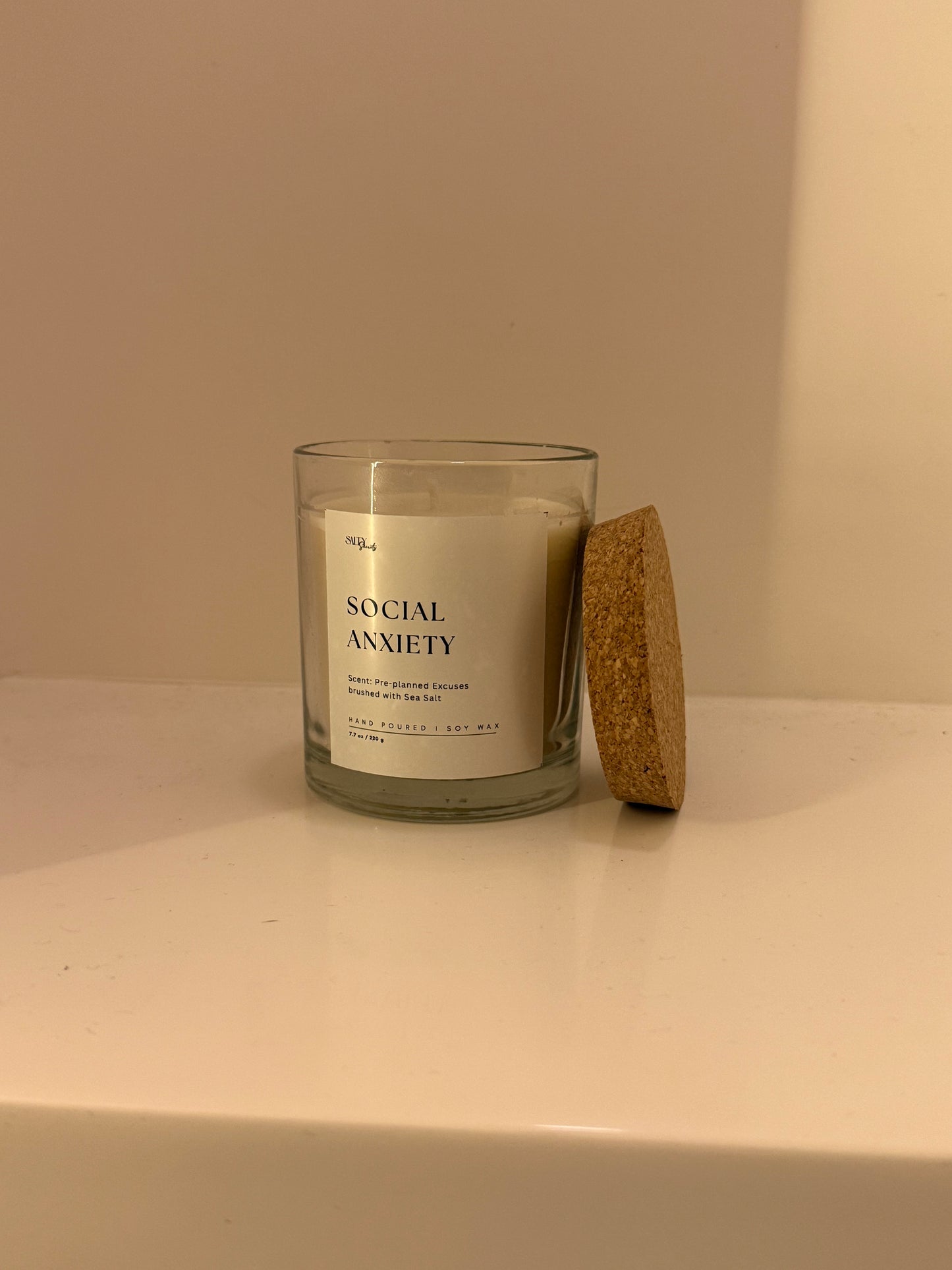 Social Anxiety Candle- Scented with Sea Salt