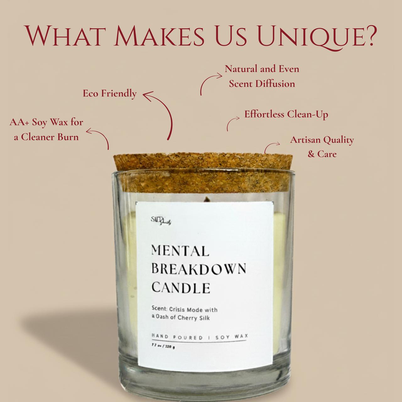 Mental Breakdown Candle- Scented with Cherry Silk