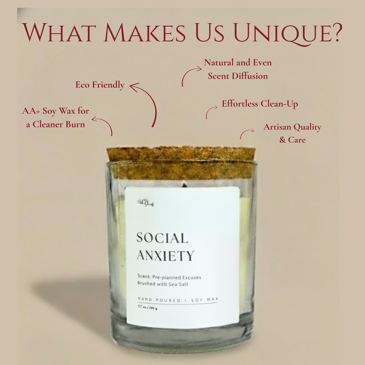 Social Anxiety Candle- Scented with Sea Salt
