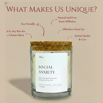 Social Anxiety Candle- Scented with Sea Salt